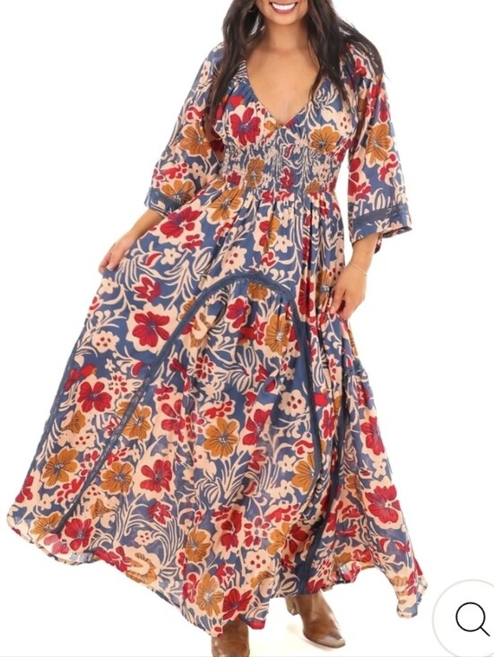 Free People Dresses & Skirts - Free People-S-Printed Dixie Maxi Dress in the vintage indigo combo colorway